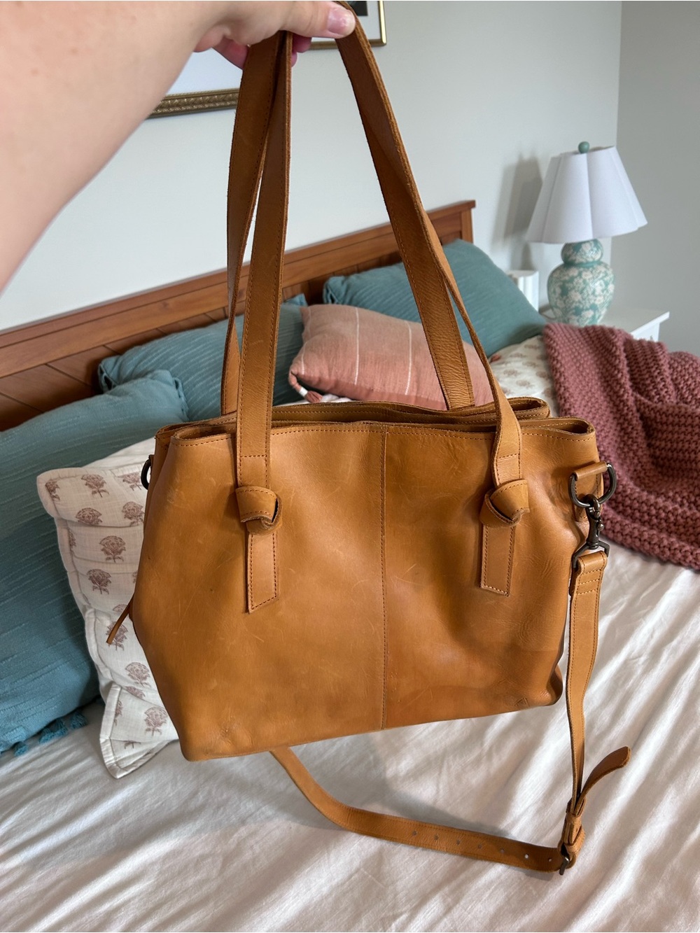 Able Caramel Tan Leather Shoulder Tote